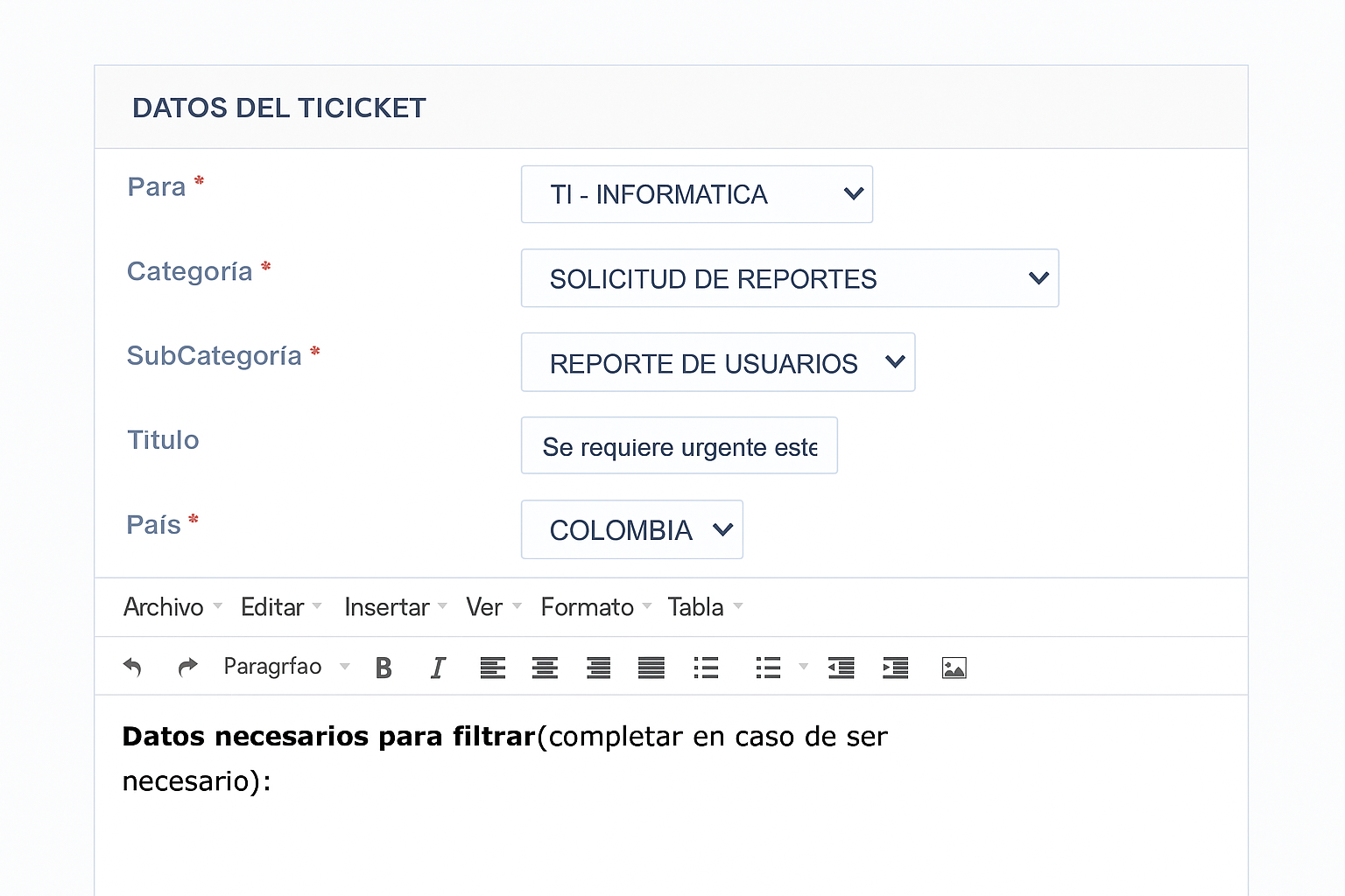 Paso 1: Crear un requerimiento